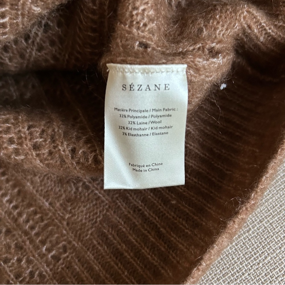 NEW Sezane Scarlett Jumper Tan Camel Sweater French Wool Mohair - Picture 9 of 11
